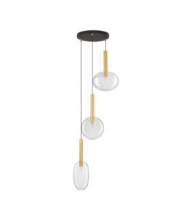 Amelia Cluster Pendant Ceiling Light Clear Sandy Gold LED G9 3x5W IP20-1