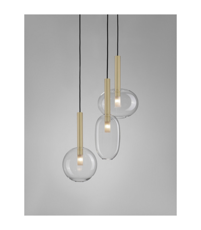 Amelia Cluster Pendant Ceiling Light Clear Sandy Gold LED G9 3x5W IP20-3