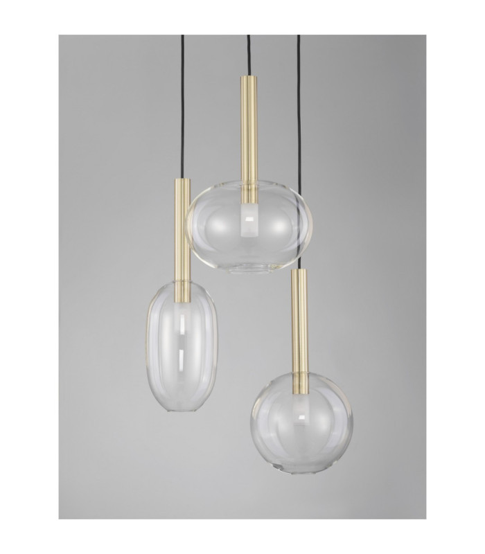 Amelia Cluster Pendant Ceiling Light Clear Sandy Gold LED G9 3x5W IP20-4
