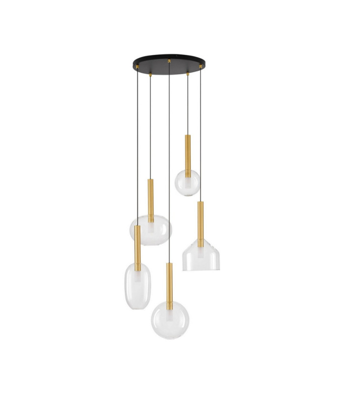 Amelia Cluster Pendant Ceiling Light Clear Sandy Gold LED G9 5x5W-1
