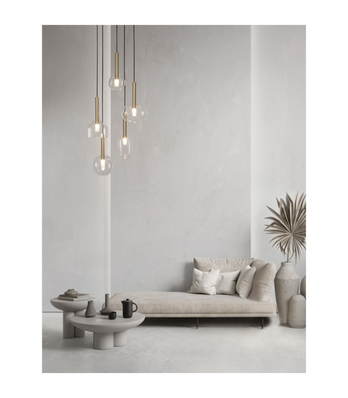Amelia Cluster Pendant Ceiling Light Clear Sandy Gold LED G9 5x5W-2
