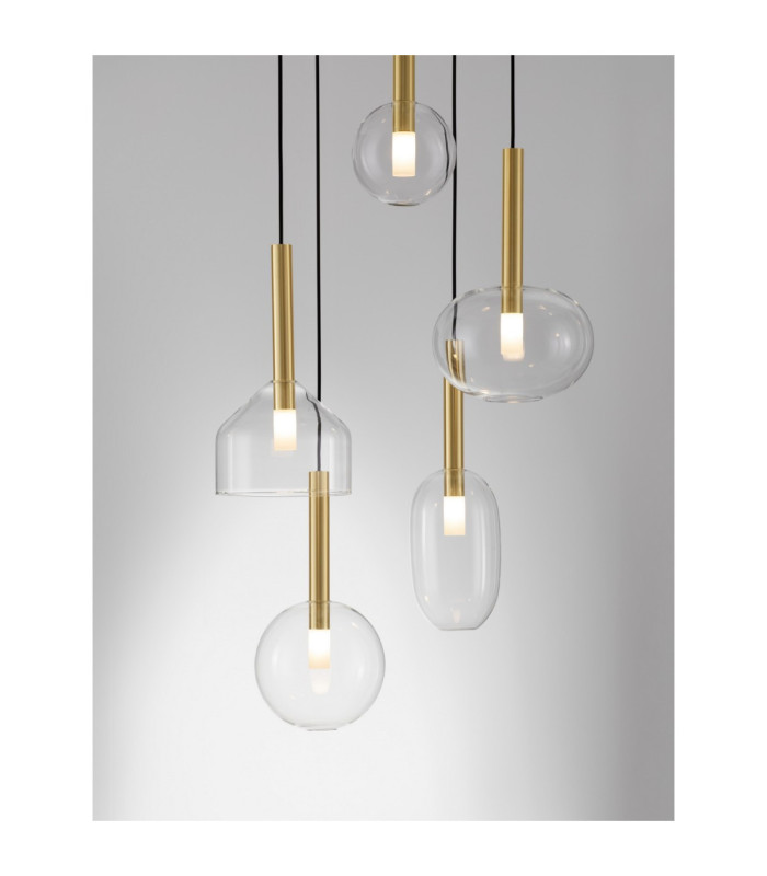 Amelia Cluster Pendant Ceiling Light Clear Sandy Gold LED G9 5x5W-5