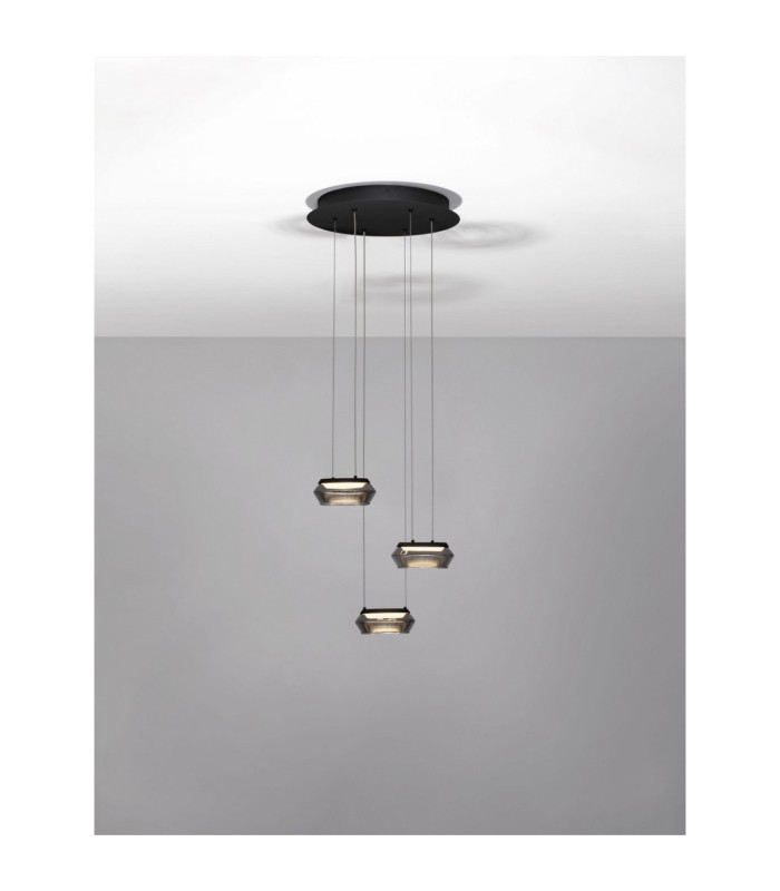 Jailyn Cluster Pendant Ceiling Light Sandy Black Smokey Triac Dimmable LED 24W 960lm 3000K-4
