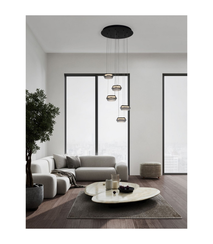 Jailyn Cluster Pendant Ceiling Light Sandy Black Smokey Triac Dimmable LED 40W 1600lm 3000K-2