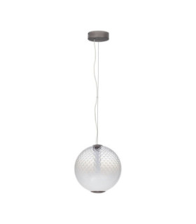 Aora Globe Pendant Ceiling Light Brushed Grey Opal Triac Dimmable LED 20W 1100lm 3000K-1