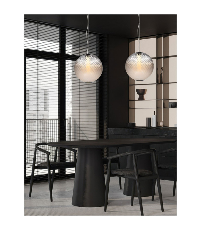 Aora Globe Pendant Ceiling Light Brushed Grey Opal Triac Dimmable LED 20W 1100lm 3000K-2