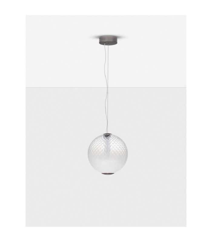 Aora Globe Pendant Ceiling Light Brushed Grey Opal Triac Dimmable LED 20W 1100lm 3000K-3