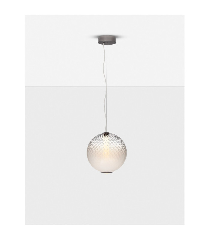 Aora Globe Pendant Ceiling Light Brushed Grey Opal Triac Dimmable LED 20W 1100lm 3000K-4