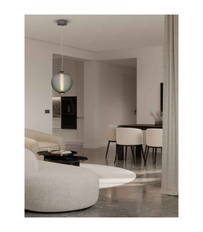 Aora Globe Pendant Ceiling Light Brushed Grey Green Triac Dimmable LED 20W 1100lm 3000K-2