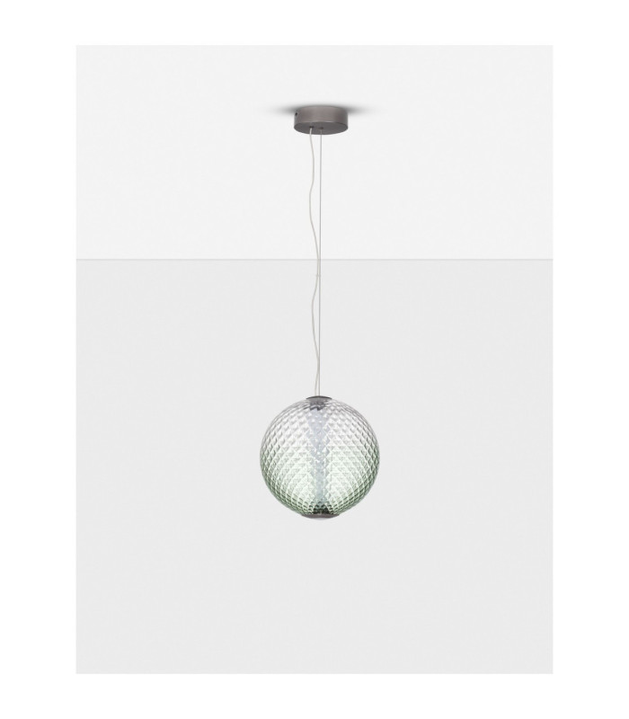 Aora Globe Pendant Ceiling Light Brushed Grey Green Triac Dimmable LED 20W 1100lm 3000K-3