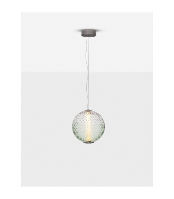 Aora Globe Pendant Ceiling Light Brushed Grey Green Triac Dimmable LED 20W 1100lm 3000K-4