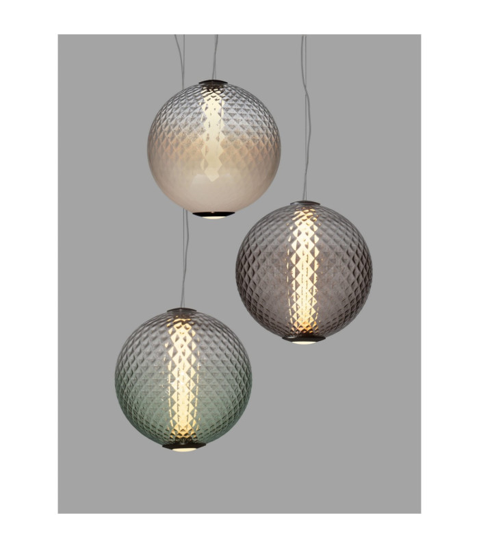 Aora Globe Pendant Ceiling Light Brushed Grey Green Triac Dimmable LED 20W 1100lm 3000K-5