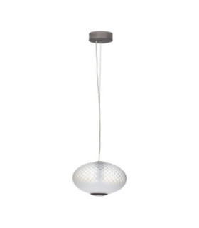 Aora Globe Pendant Ceiling Light Brushed Grey Opal Triac Dimmable LED 12W 660lm 3000K-1