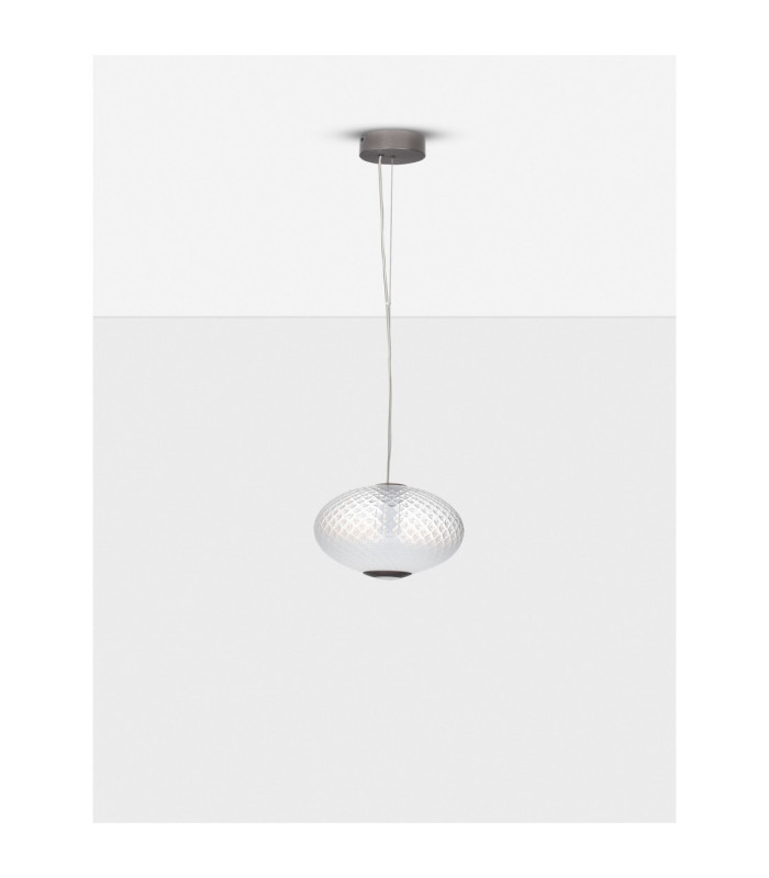 Aora Globe Pendant Ceiling Light Brushed Grey Opal Triac Dimmable LED 12W 660lm 3000K-3