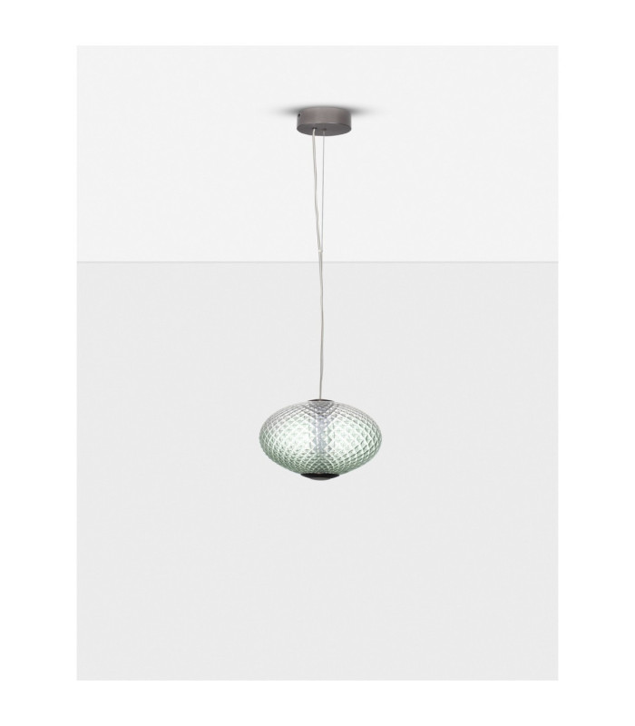 Aora Globe Pendant Ceiling Light Brushed Grey Green Triac Dimmable LED 12W 660lm 3000K-3
