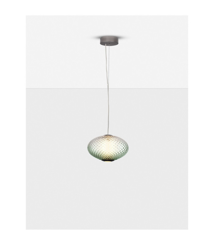 Aora Globe Pendant Ceiling Light Brushed Grey Green Triac Dimmable LED 12W 660lm 3000K-4