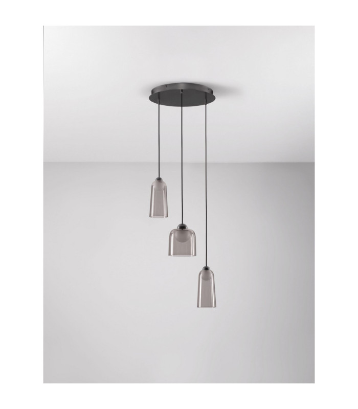 Dione Cluster Pendant Ceiling Light Sandy Black Smokey LED 15W 600lm 3000K-3