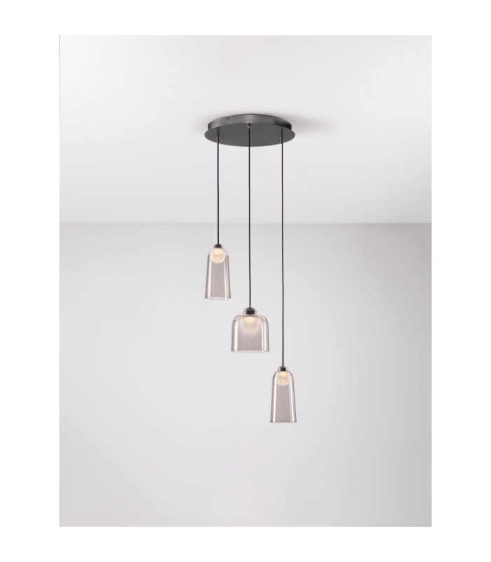 Dione Cluster Pendant Ceiling Light Sandy Black Smokey LED 15W 600lm 3000K-4