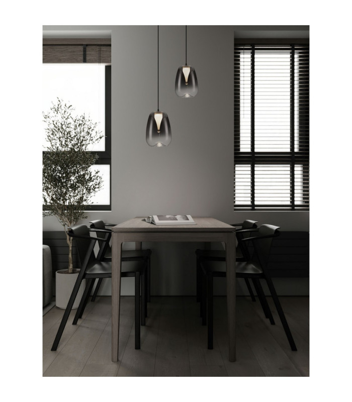 Oblo Slim Pendant Ceiling Light Smokey Grey Matt Black LED 3W 120lm 3000K-2