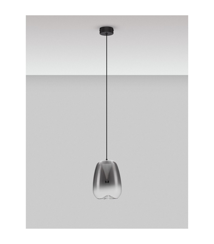 Oblo Slim Pendant Ceiling Light Smokey Grey Matt Black LED 3W 120lm 3000K-3