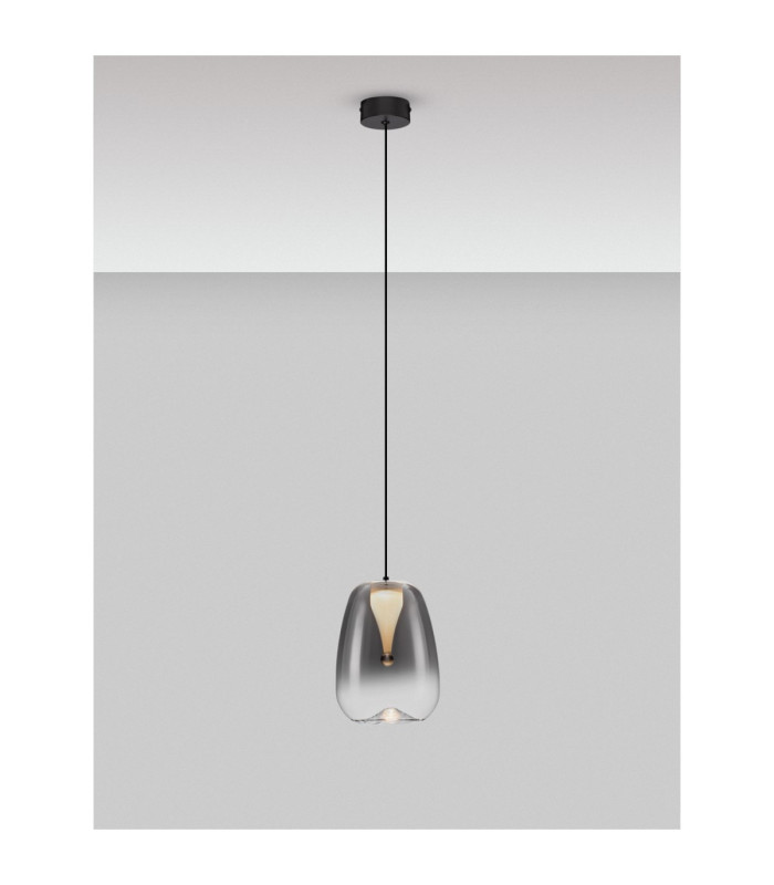 Oblo Slim Pendant Ceiling Light Smokey Grey Matt Black LED 3W 120lm 3000K-4