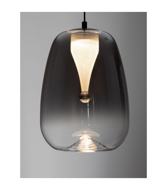 Oblo Slim Pendant Ceiling Light Smokey Grey Matt Black LED 3W 120lm 3000K-5