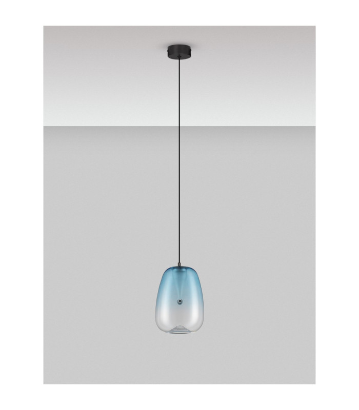 Oblo Slim Pendant Ceiling Light  Blue Matt Black LED 3W 140lm 3000K-3