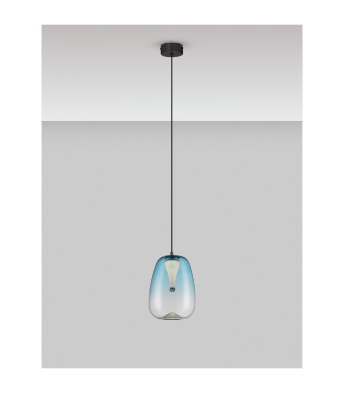 Oblo Slim Pendant Ceiling Light  Blue Matt Black LED 3W 140lm 3000K-4
