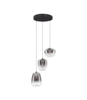 Oblo Cluster Pendant Ceiling Light Smokey Grey Matt Black LED 10W 600lm 3000K-1