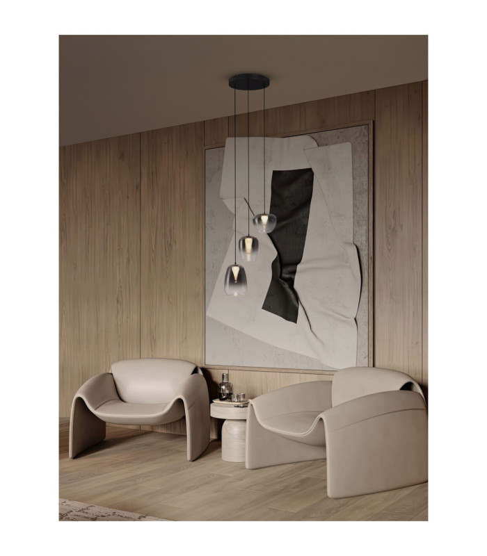 Oblo Cluster Pendant Ceiling Light Smokey Grey Matt Black LED 10W 600lm 3000K-2