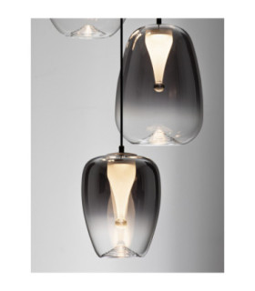 Oblo Cluster Pendant Ceiling Light Smokey Grey Matt Black Triac Dimmable LED 18W 1080lm 3000K-2