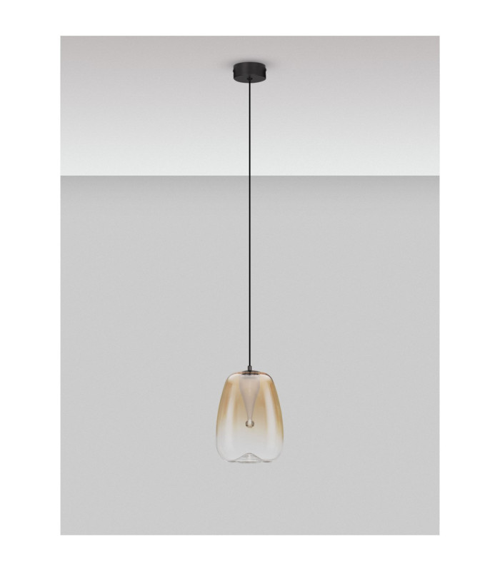 Oblo Slim Pendant Ceiling Light Amber Matt Black LED 3W 195lm 3000K-3