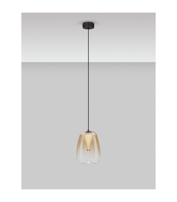Oblo Slim Pendant Ceiling Light Amber Matt Black LED 3W 195lm 3000K-4