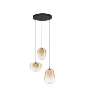 Oblo Cluster Pendant Ceiling Light Amber Matt Black LED 10W 650lm 3000K-1