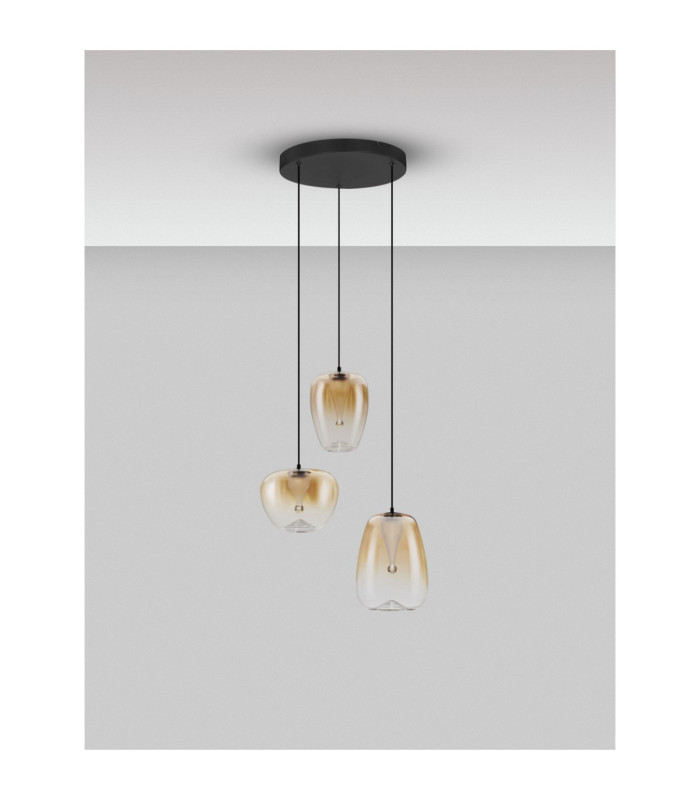 Oblo Cluster Pendant Ceiling Light Amber Matt Black LED 10W 650lm 3000K-3