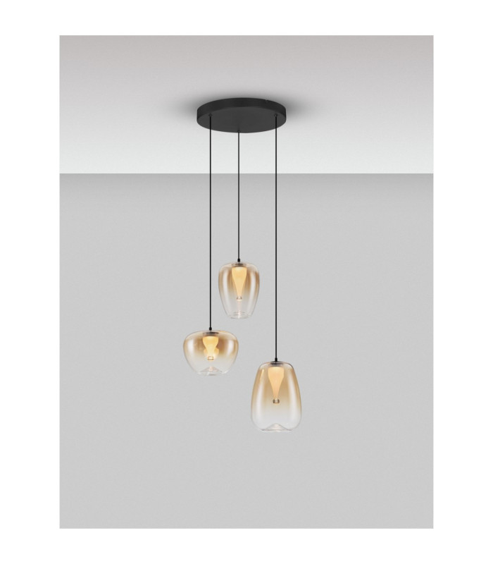 Oblo Cluster Pendant Ceiling Light Amber Matt Black LED 10W 650lm 3000K-4