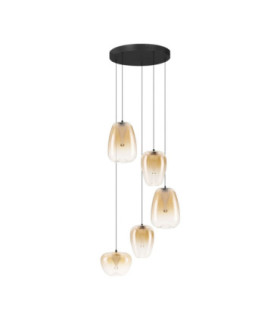 Oblo Cluster Pendant Ceiling Light Amber Matt Black Triac Dimmable LED 18W 1170lm 3000K-1