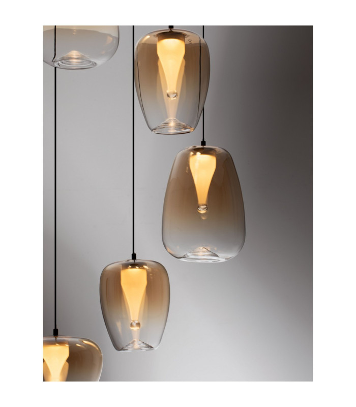 Oblo Cluster Pendant Ceiling Light Amber Matt Black Triac Dimmable LED 18W 1170lm 3000K-5
