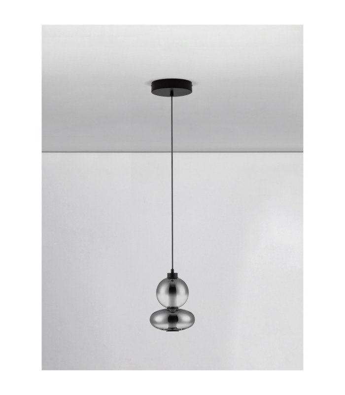 Bally Integrated LED Pendant Ceiling Light Matt Black Smokey Grey Triac Dimmable LED 12W 840lm 3000K-3