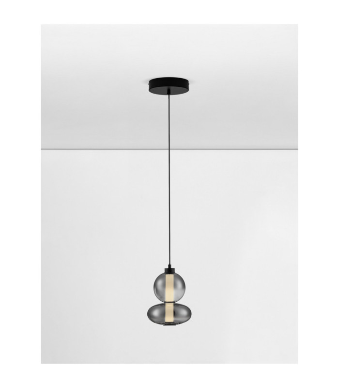 Bally Integrated LED Pendant Ceiling Light Matt Black Smokey Grey Triac Dimmable LED 12W 840lm 3000K-4