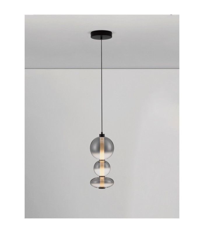 Bally Integrated LED Pendant Ceiling Light Matt Black Smokey Grey Triac Dimmable LED 20W 1400lm 3000K-4
