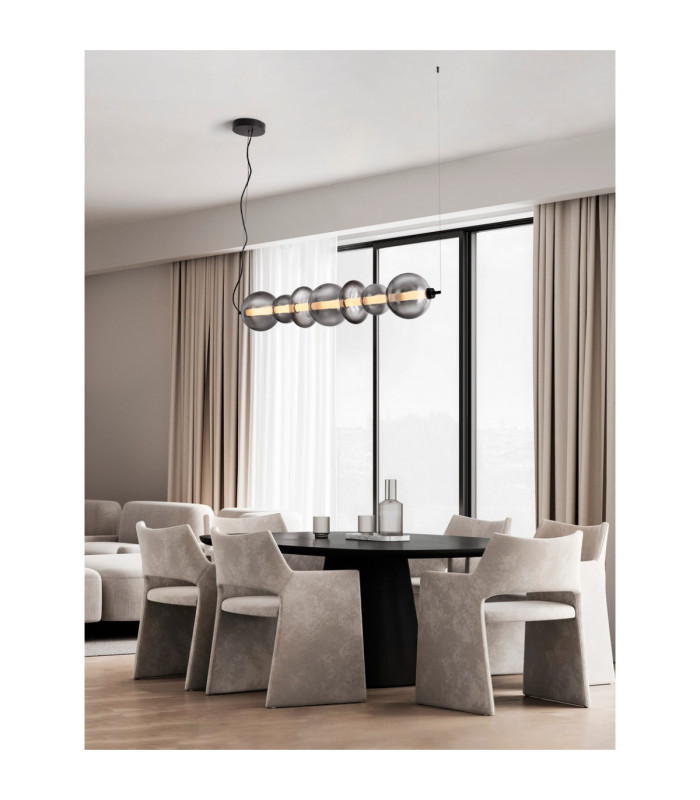 Bally Bar Pendant Ceiling Light Matt Black Smokey Grey Triac Dimmable LED 40W 2800lm 3000K-2
