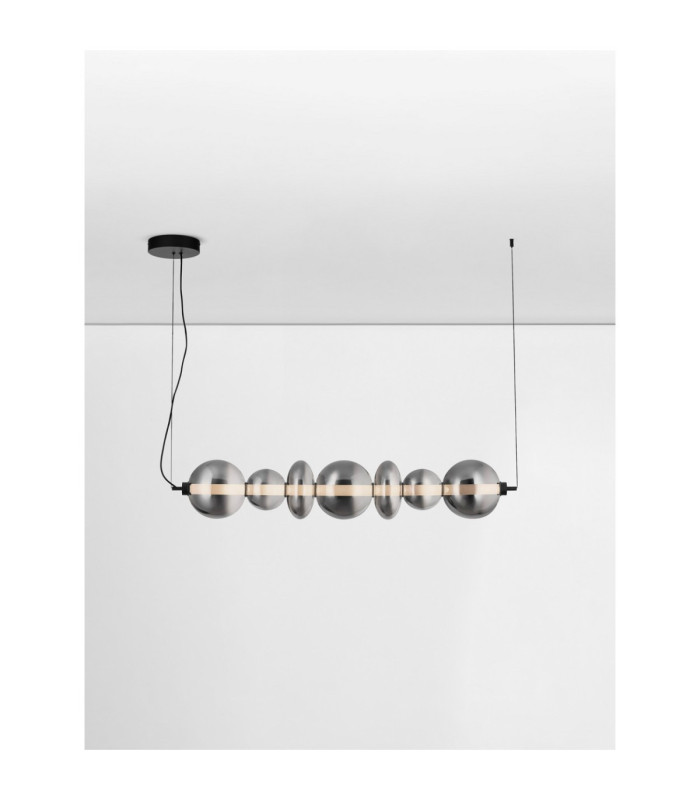 Bally Bar Pendant Ceiling Light Matt Black Smokey Grey Triac Dimmable LED 40W 2800lm 3000K-4