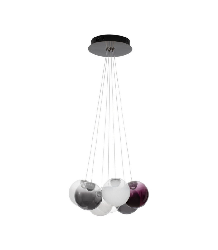 Silenzio Cluster Pendant Ceiling Light Brushed Nickel Clear Opal Smokey Purple Triac Dimmable LED 41W 2093lm 3000K-1