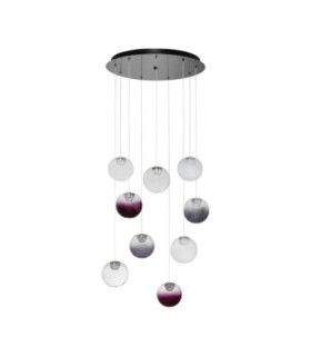 Silenzio Cluster Pendant Ceiling Light Brushed Nickel Clear Opal Smokey Purple Triac Dimmable LED 46W 2914lm 3000K-1