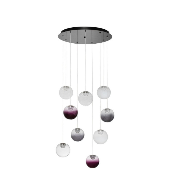 Silenzio Cluster Pendant Ceiling Light Brushed Nickel Clear Opal Smokey Purple Triac Dimmable LED 46W 2914lm 3000K-1