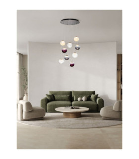 Silenzio Cluster Pendant Ceiling Light Brushed Nickel Clear Opal Smokey Purple Triac Dimmable LED 46W 2914lm 3000K-2
