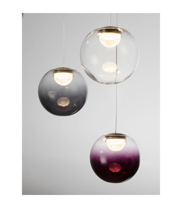 Silenzio Cluster Pendant Ceiling Light Brushed Nickel Clear Opal Smokey Purple Triac Dimmable LED 46W 2914lm 3000K-5
