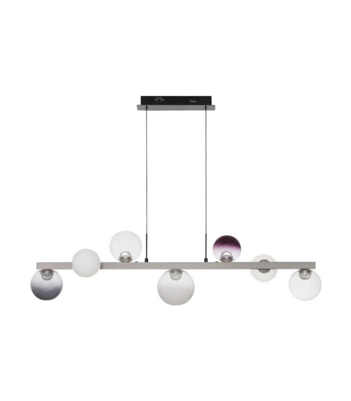 Silenzio Bar Pendant Ceiling Light Brushed Nickel Clear Opal Smokey Purple Triac Dimmable LED 40W 2615lm 3000K-1
