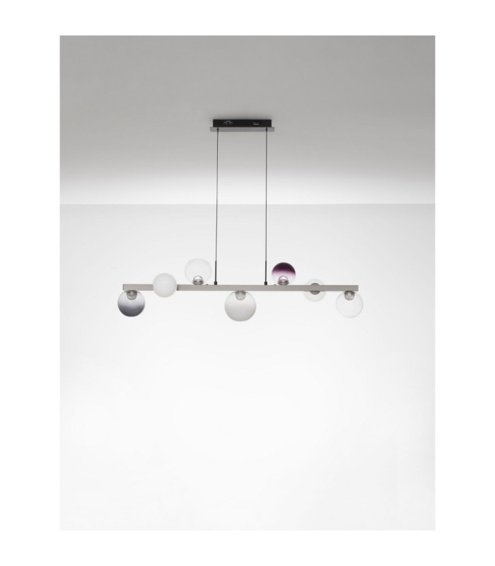 Silenzio Bar Pendant Ceiling Light Brushed Nickel Clear Opal Smokey Purple Triac Dimmable LED 40W 2615lm 3000K-3